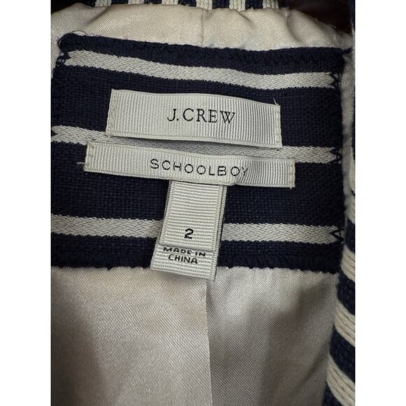 J Crew Schoolboy Size 2 Blazer Navy Striped Preppy Old Money Nautical Academia - Picture 3 of 12